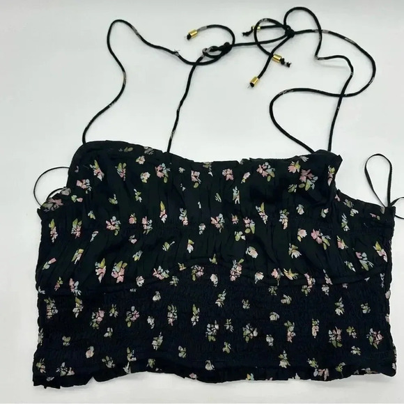 FREE PEOPLE KAIA SET SMOCKED CROP TOP Small B1461 - Picture 2 of 3